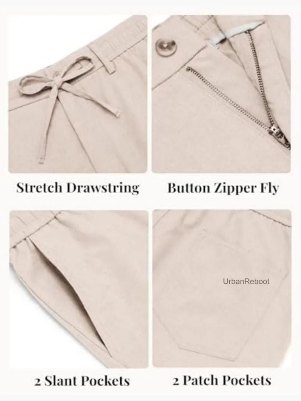 Linen Blend Drawstring Casual Pants Lightweight Summer Beach Pants Men